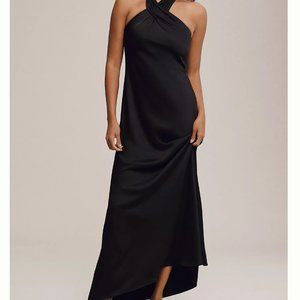 Bhldn Ruby Twist Halter Satin Dress - Black